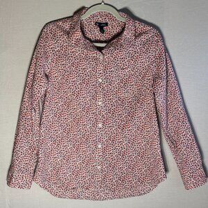 Gap Floral Print Boyfriend Fit Long Sleeve 100% Cotton Shirt, Women's Size M